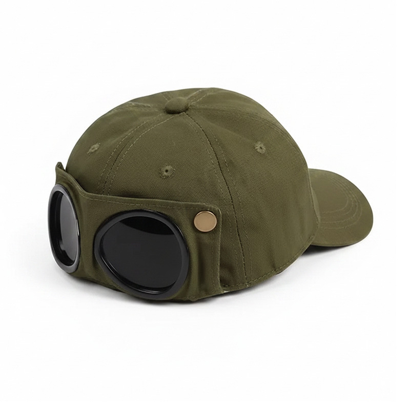 Retro aviator goggles baseball cap