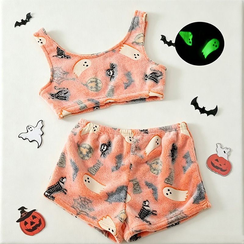 Halloween glow-in-the-dark plush pajama set