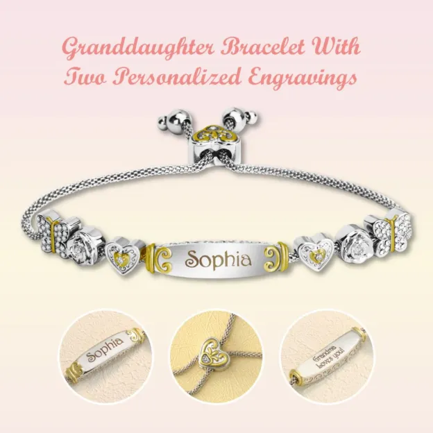 Gift for Daughter/Granddaughter - Personalized Name Heart Bracelet