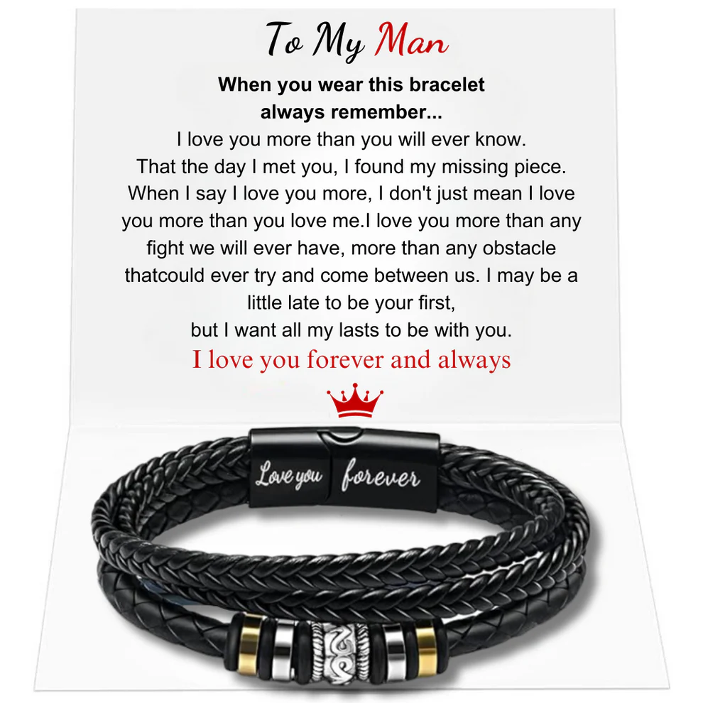 Mens Leather Bracelets Gifts for Husband