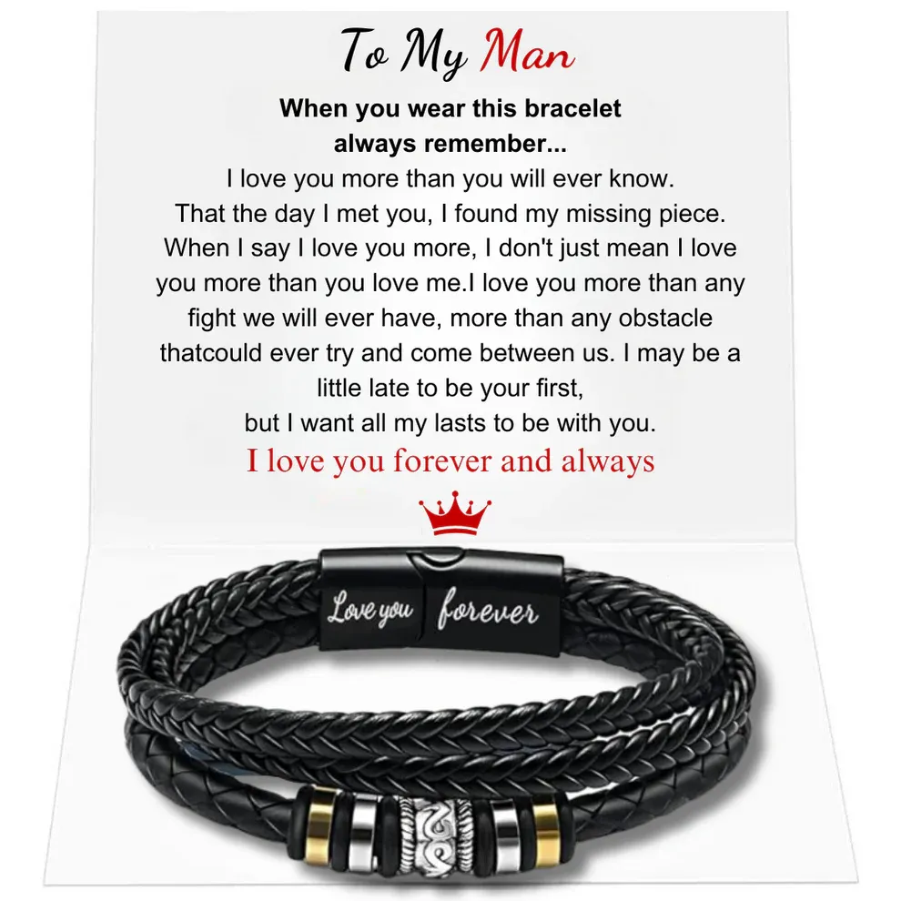 Mens Leather Bracelets Gifts for Husband