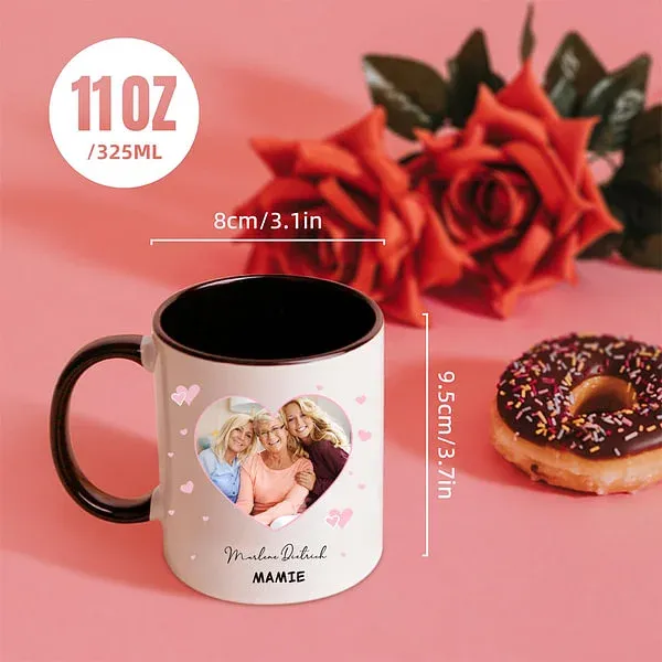 Personalized Heart Shaped Picture 11 Ounce Ceramic Coffee Mug for Friends and Family