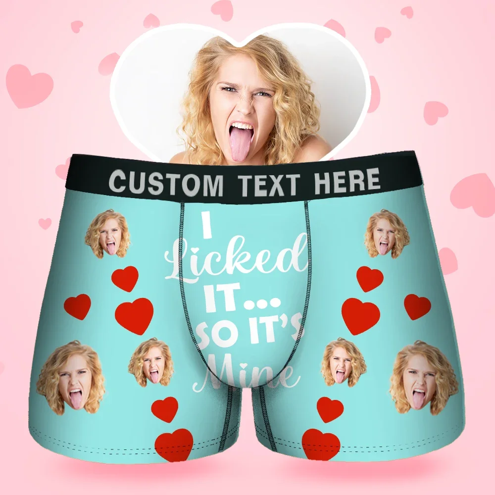 Custom Face Men's Boxer I Licked It Style Underwear, Birthday Gifts fo