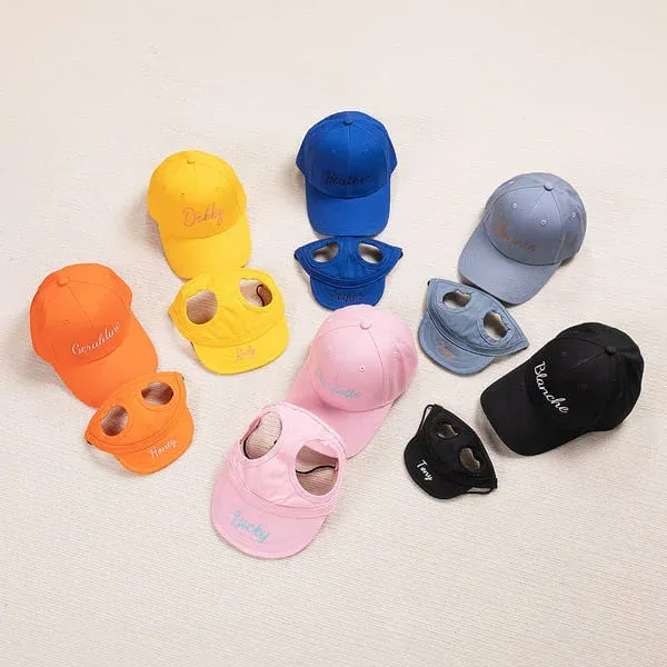 Personalized owner and dog embroidered name cap set, the perfect birthday gift for dog moms, dads and pet lovers