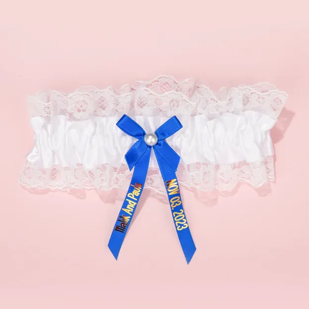 Stretch Pearl Lace Bow Garter
