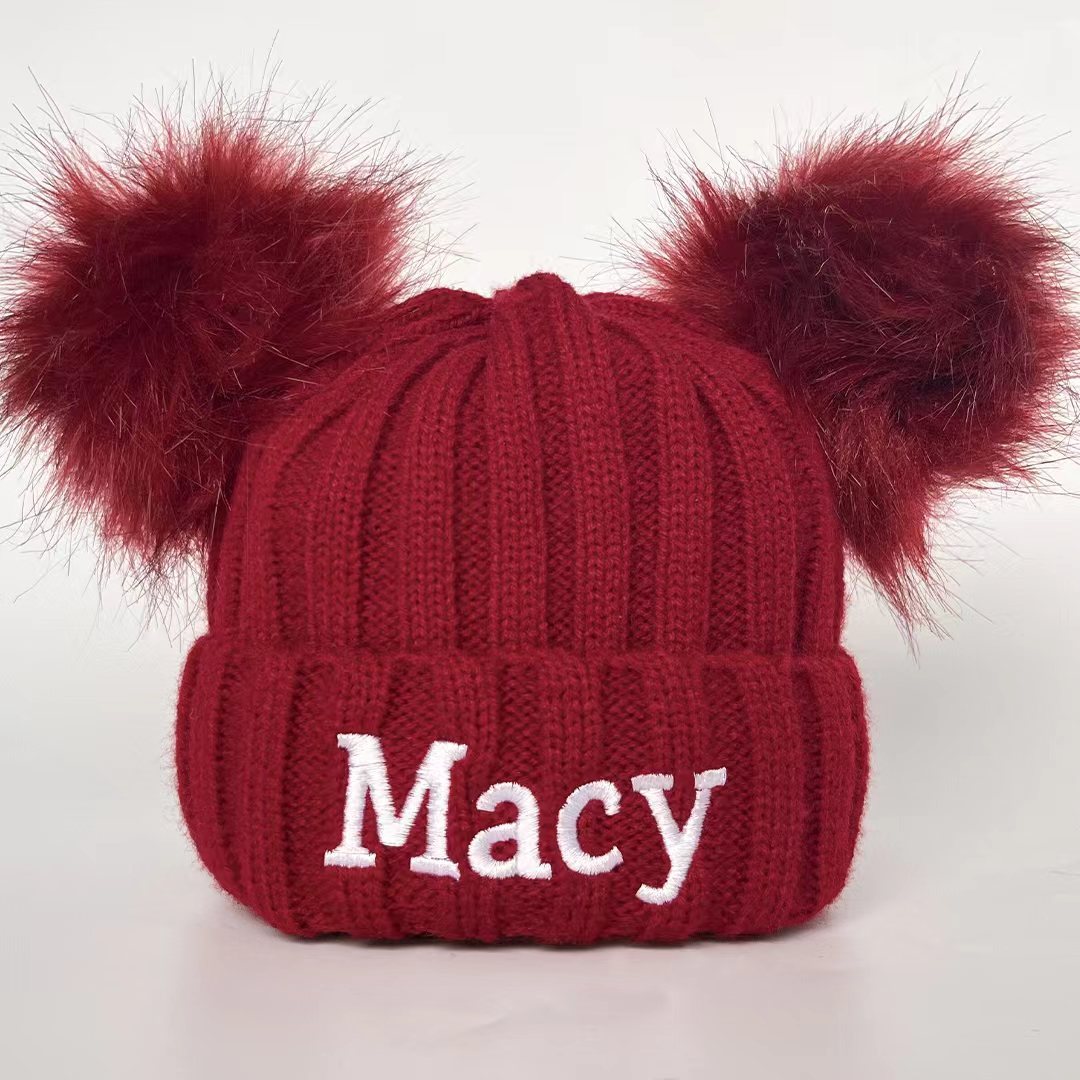 Personalized Embroidery Kid Pom Pom Hat and Scarf for Comfort & Unique 