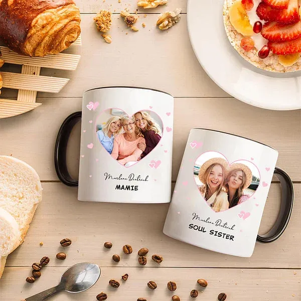 Personalized Heart Shaped Picture 11 Ounce Ceramic Coffee Mug for Friends and Family