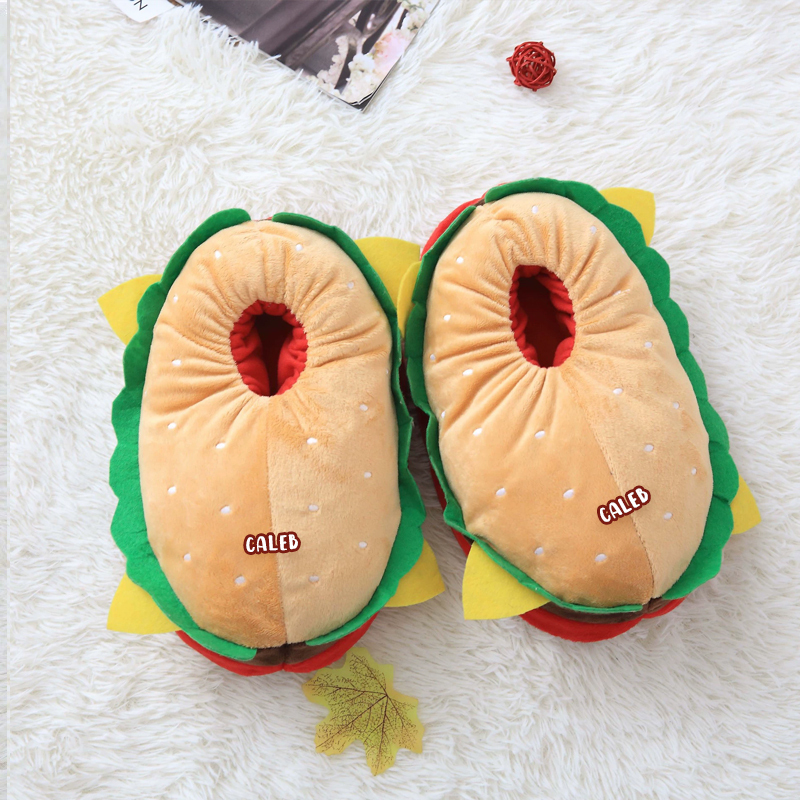 Personalized Hamburger Warm House Shoes