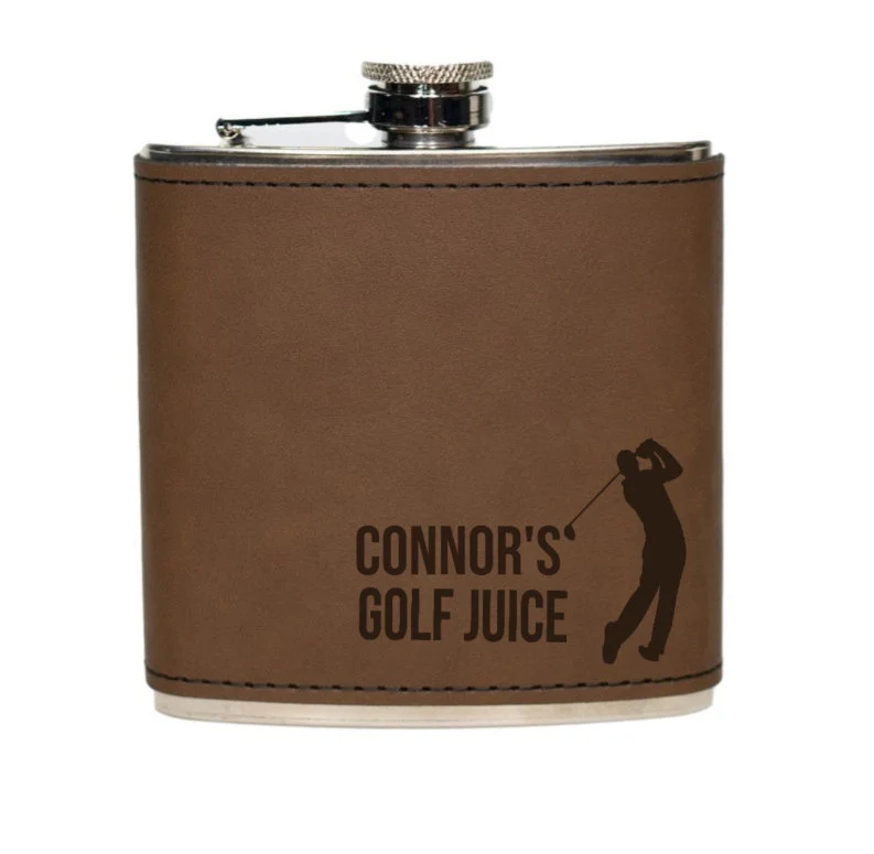 Personalized Leather Engraved Flask