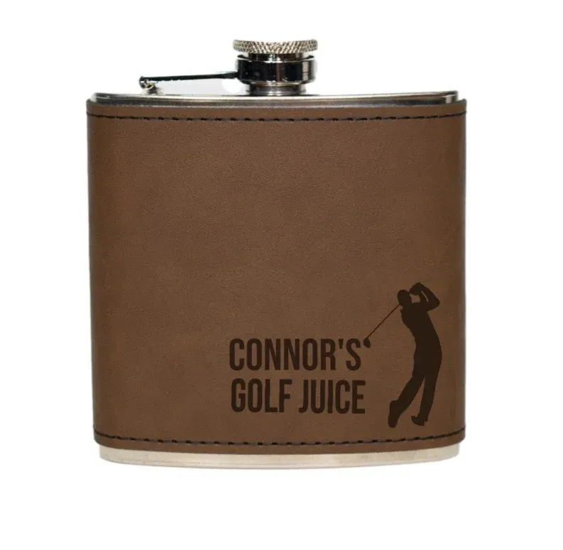Personalized Leather Engraved Flask