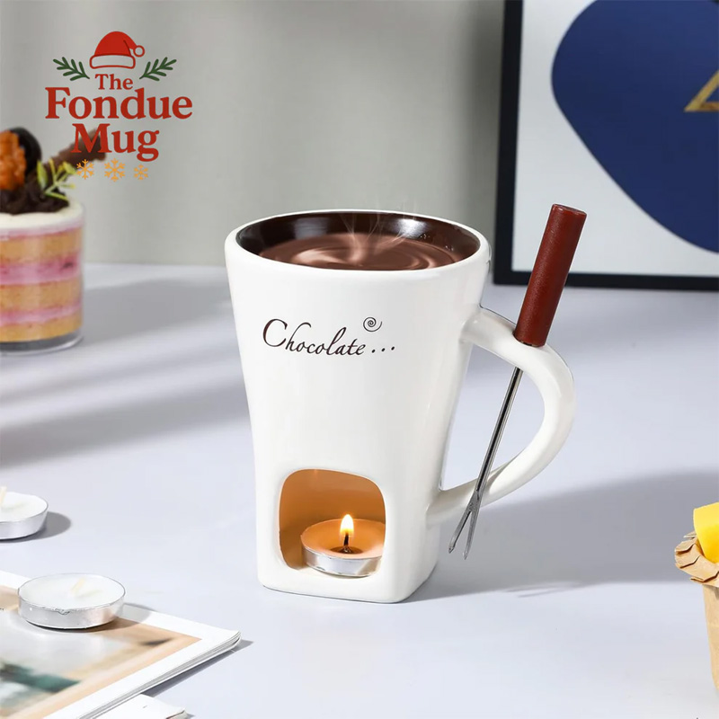 Ceramic chocolate cup with candle holder