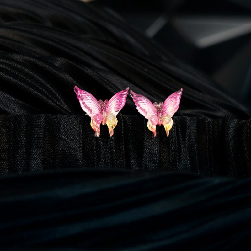 Fashionable zircon butterfly earrings