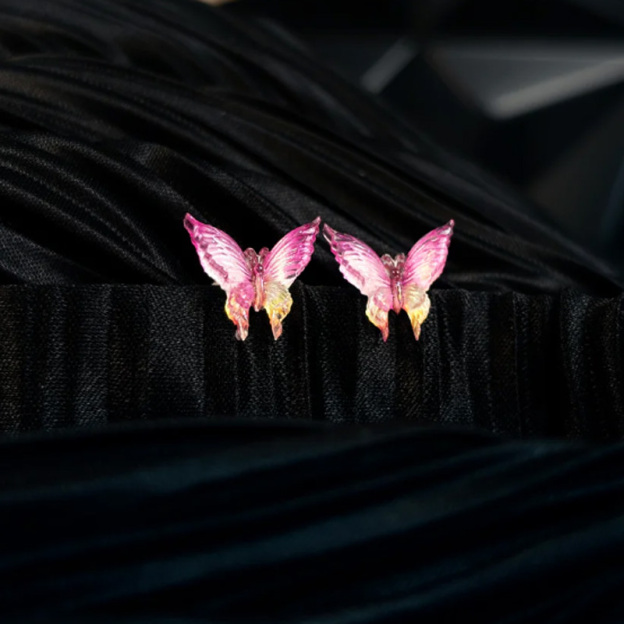 Fashionable zircon butterfly earrings