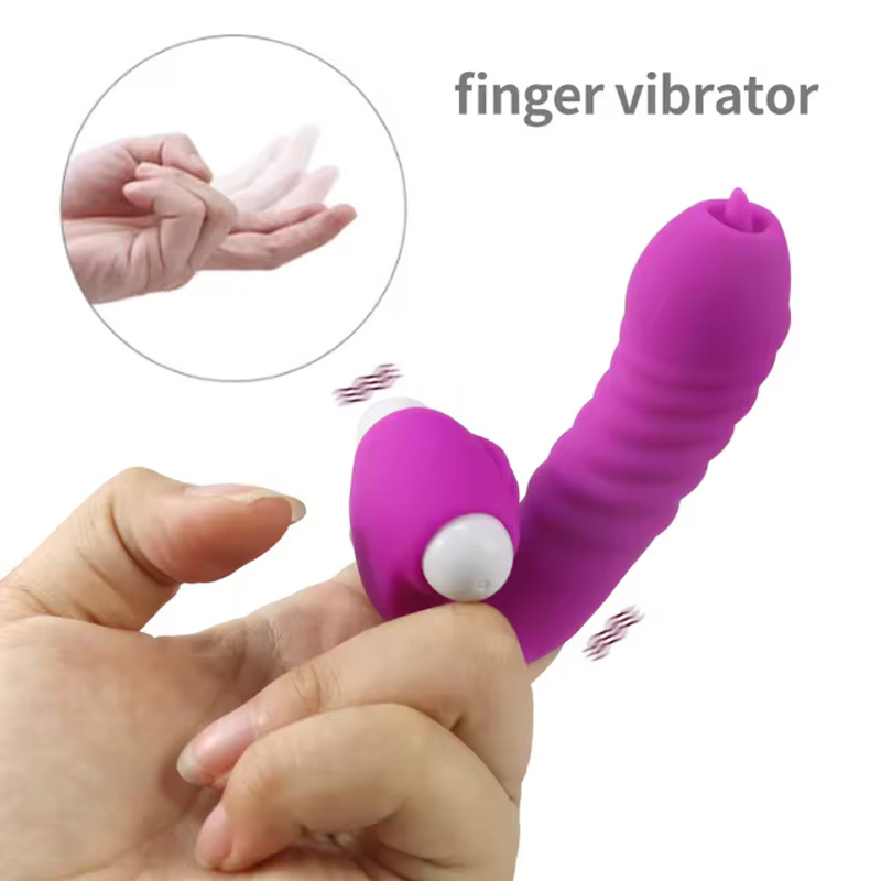 Tongue licking vibrating finger sleeve