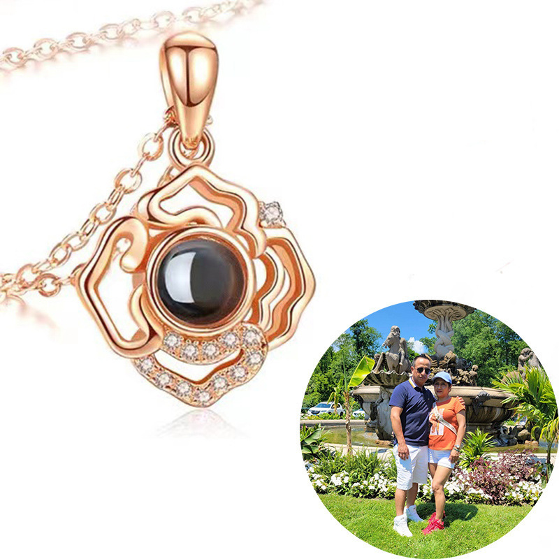 Personalized Carnation Projection Necklace