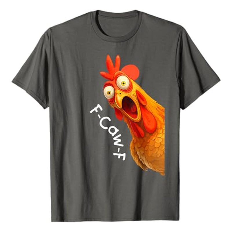 Cotton short-sleeved shirt with rooster print