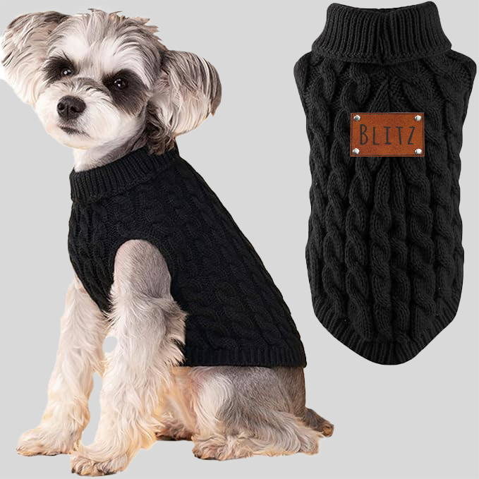 Personalised Name Leather Patch Pet Sweater