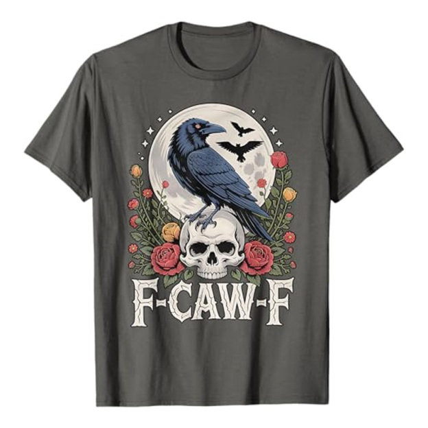 Round neck crow flower print short sleeves