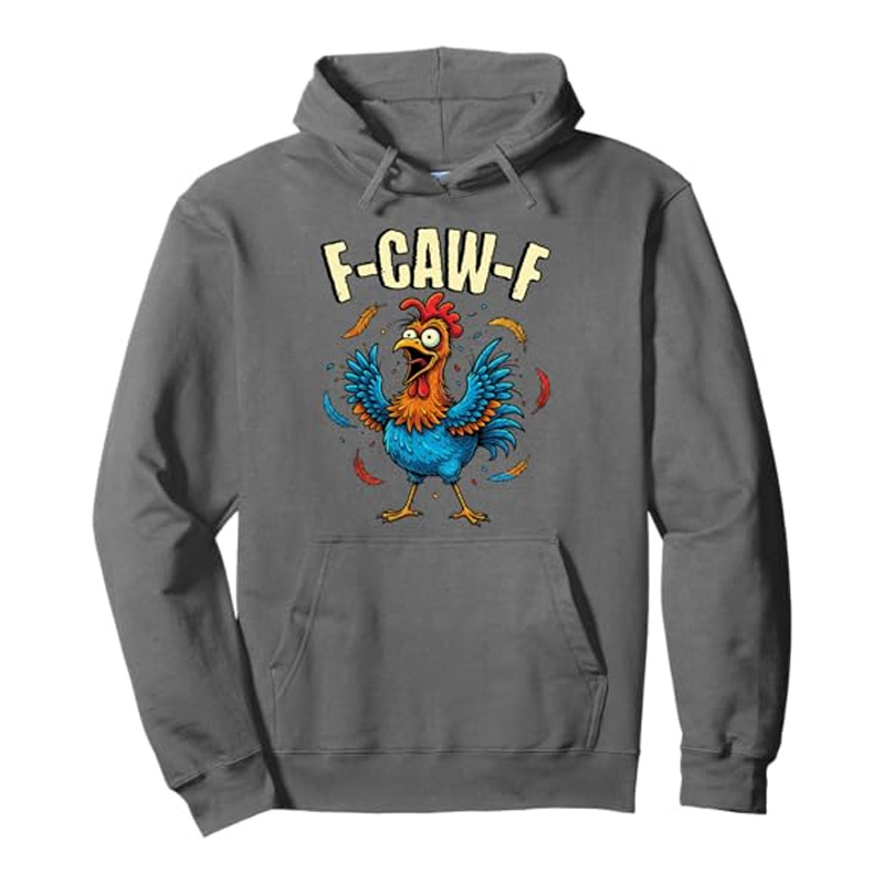 Funny rooster print sweatshirt with hood