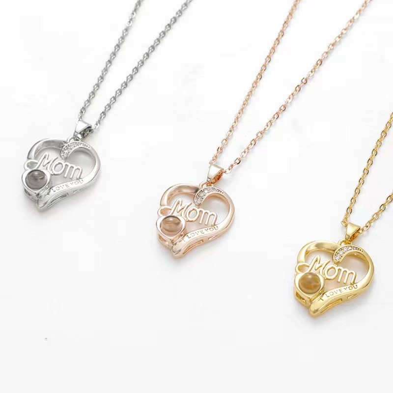 Personalized Mother Heart Projection Necklace