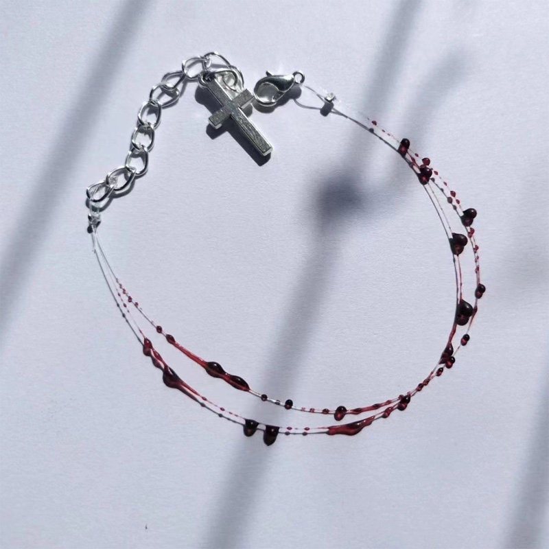 Red teardrop bracelet necklace