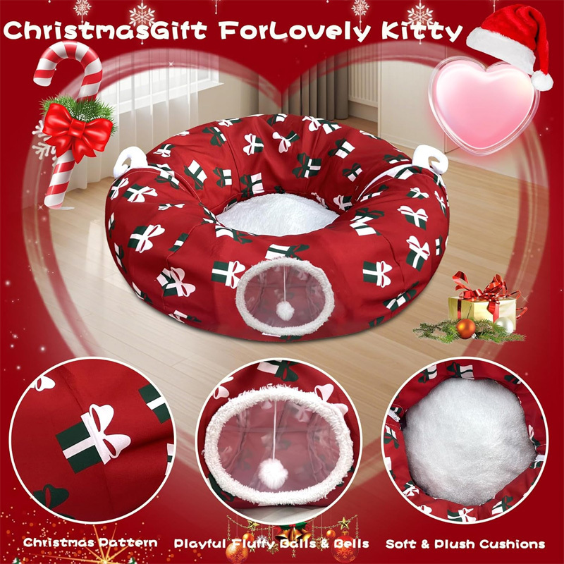 New Christmas Foldable Pet Tunnel