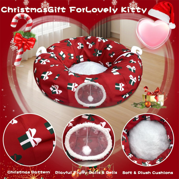 New Christmas Foldable Pet Tunnel