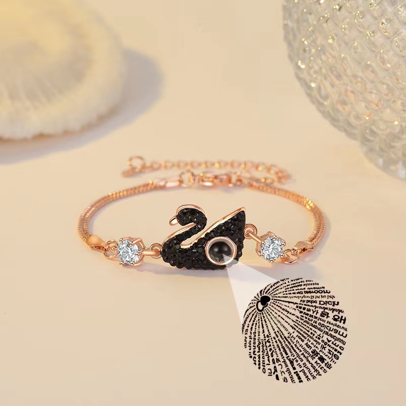 Personalized Swan Projection Bracelet
