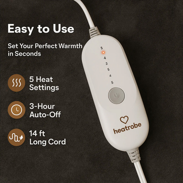 Wearable heated blanket with foot bag