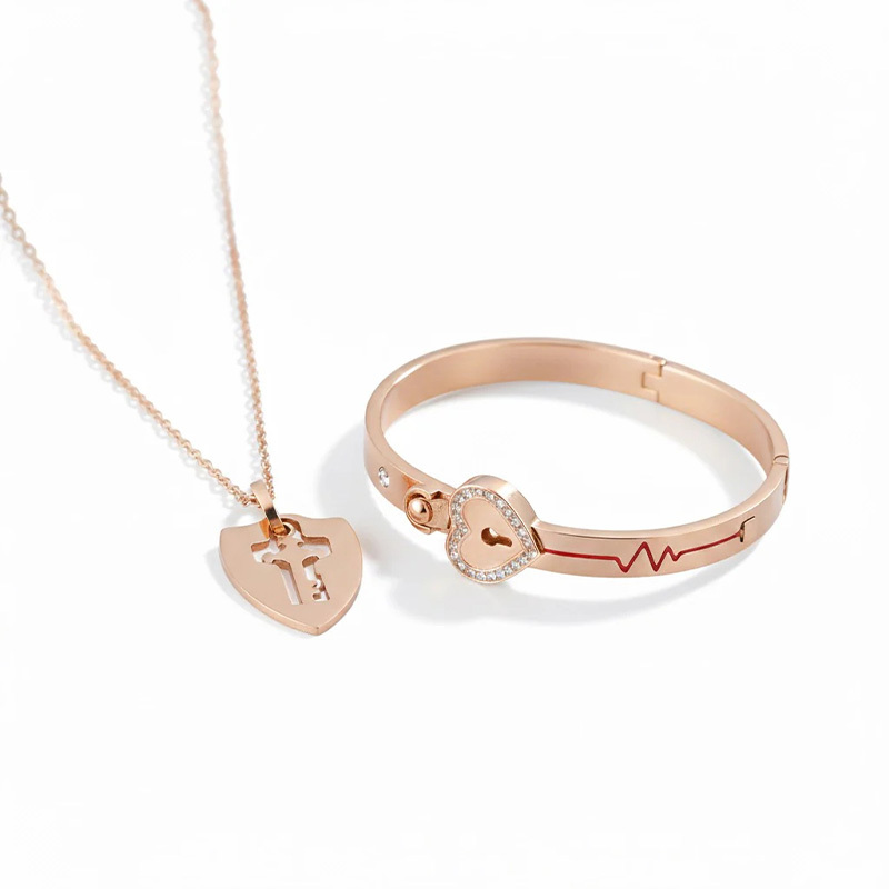 Couple's Bracelet and Love Lock Set