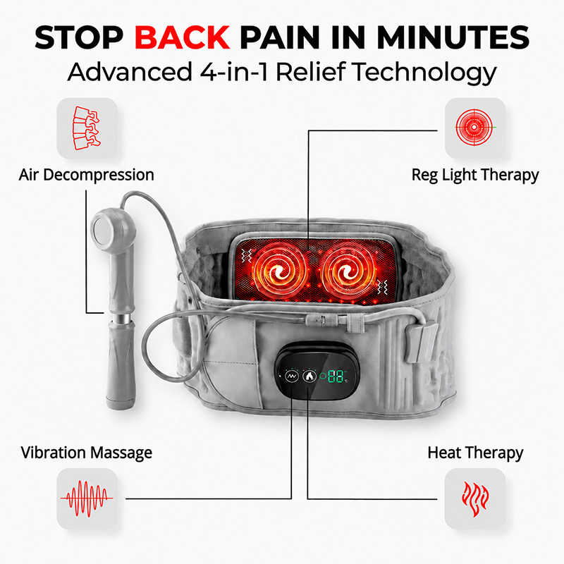 Vibrating massage inflatable waist support belt