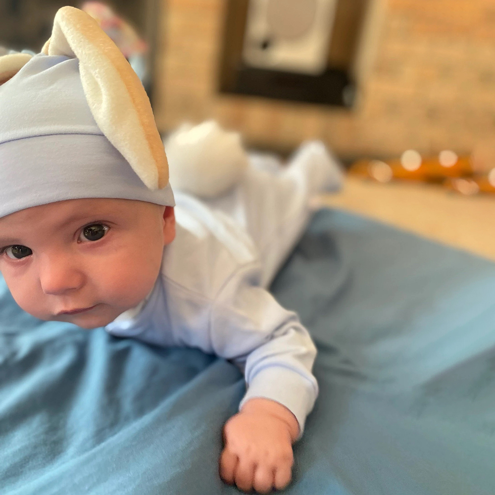 Customized name embroidered baby bunny ears onesie