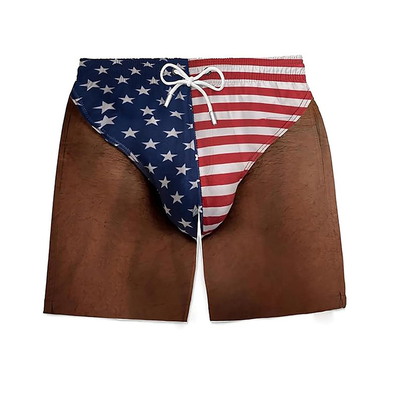 Men's 3D Patriotic Fun Beach Swim Trunks