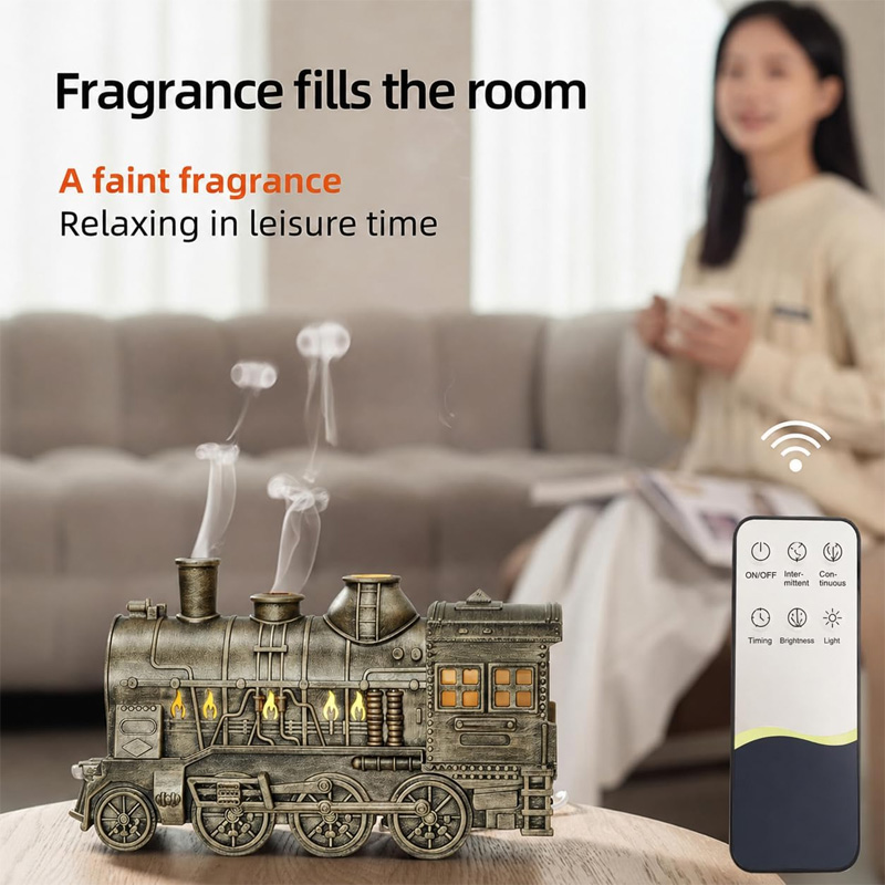 Retro train-shaped steam aroma diffuser