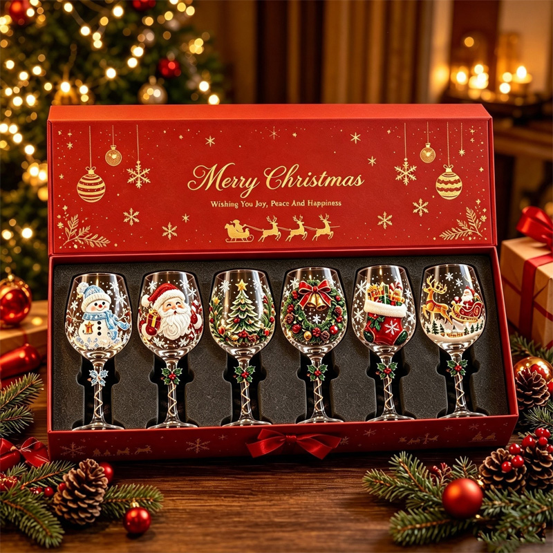 Christmas-themed wine glass series