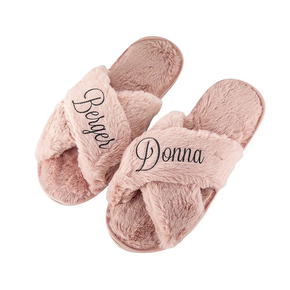 Personalized Bridal Slipper Bridesmaid Fluffy Slippers
