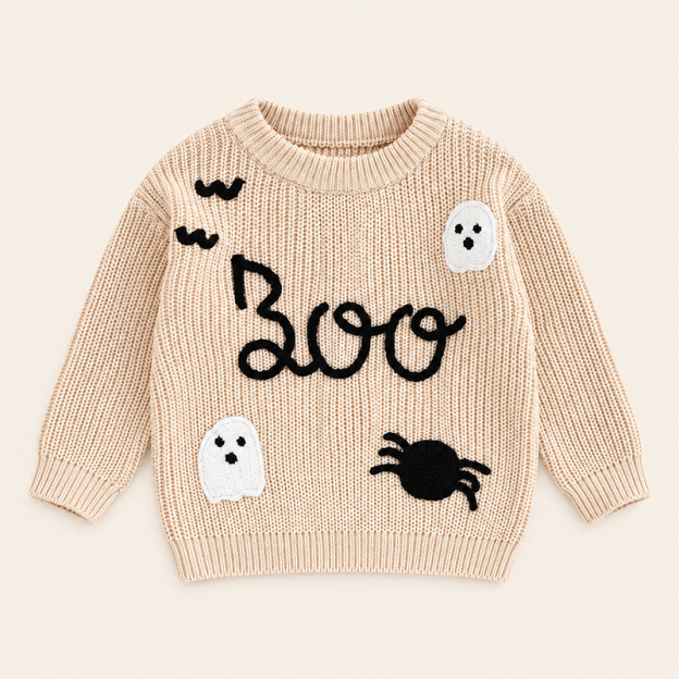 Ghost round neck knitted children's sweater