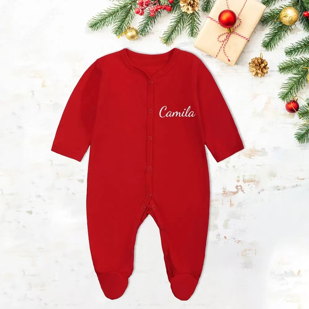 Personalized Baby First Christmas Cozy Soft Long Sleeve Romper