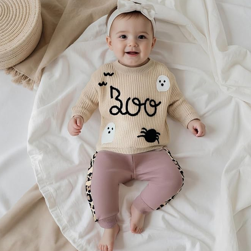 Ghost round neck knitted children's sweater