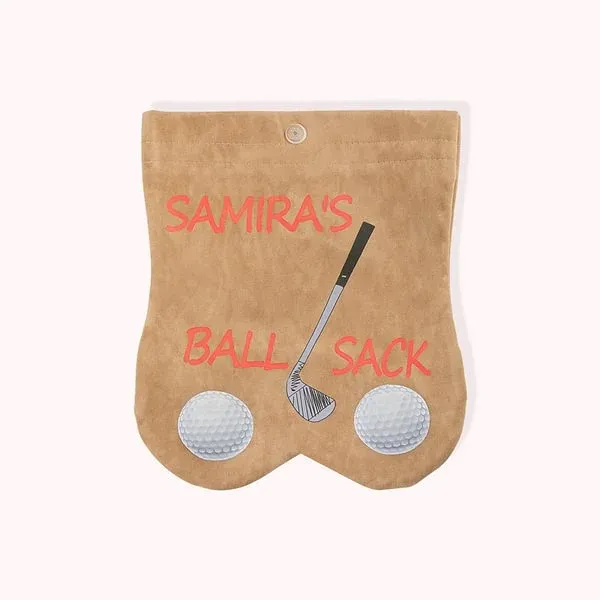 Personalised Funny Flannel Golf Ball Bag Sack with Custom Name Funny Golf Gift for Golf Lovers Men Father Husband