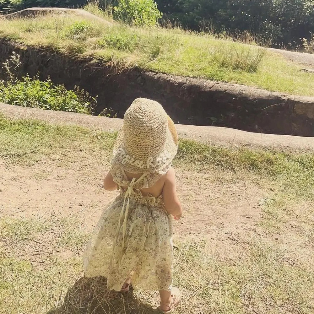 Personalised Hand Embroidered Straw Soft Brim Sun Hat