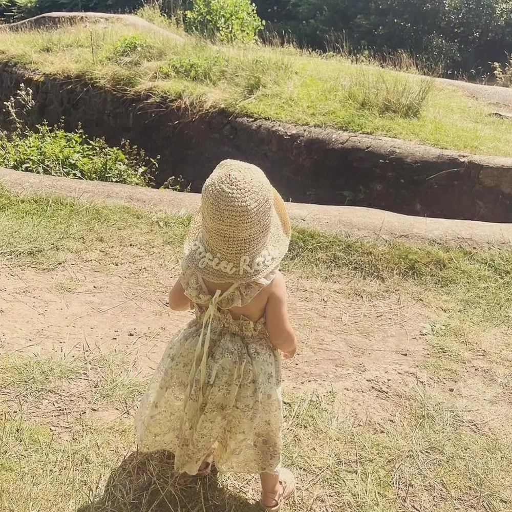 Personalised Hand Embroidered Straw Soft Brim Sun Hat