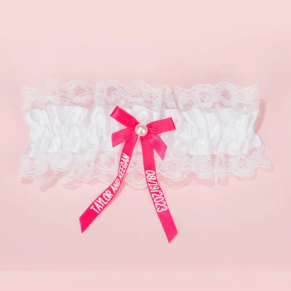 Stretch Pearl Lace Bow Garter