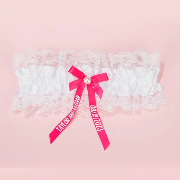 Stretch Pearl Lace Bow Garter