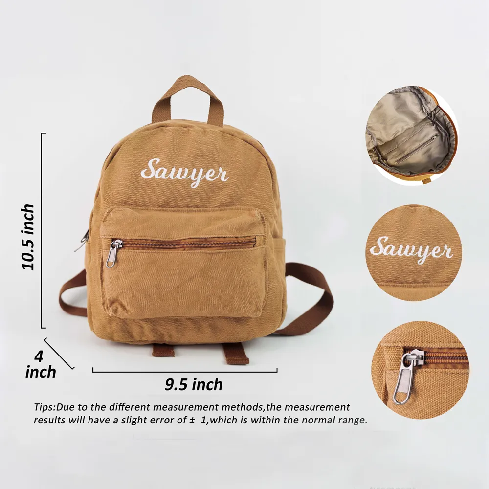 Personalized Embroidery Kid Canvas Backpack