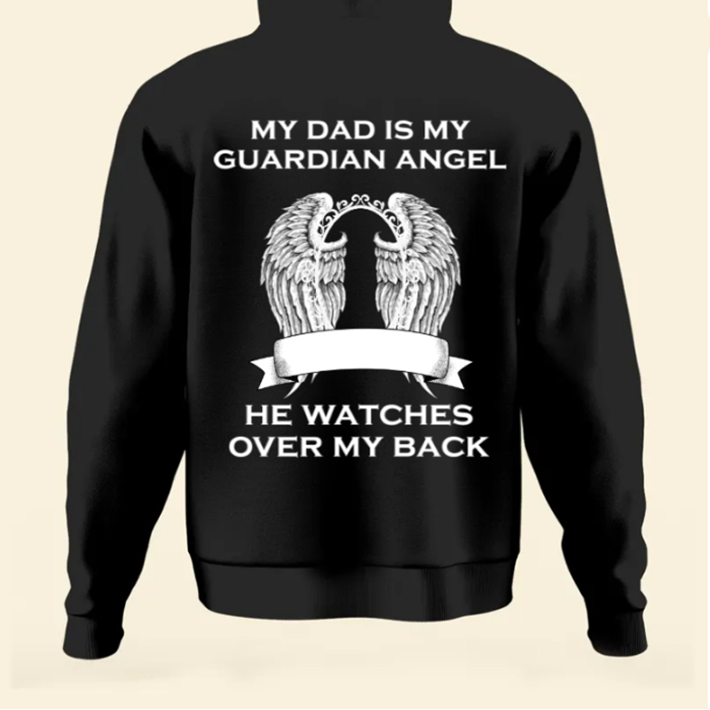 My Dad Is My Guardian Angel - Personalized Photo Back Printed Shirt