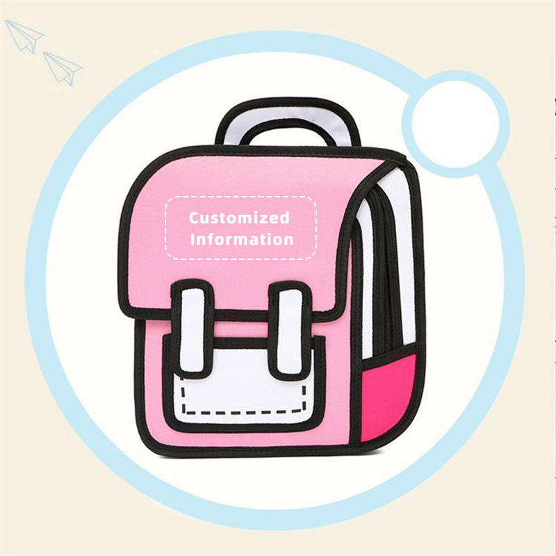 🎒Cute cartoon backpack, drawing style comic fun schoolbag