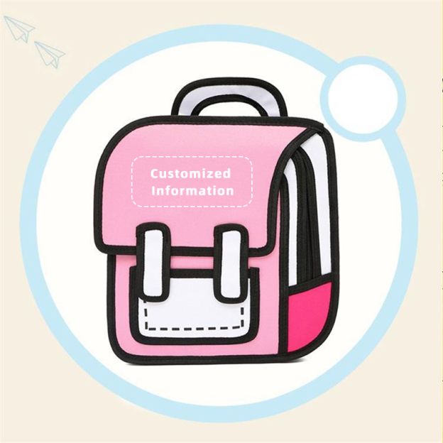 🎒Cute cartoon backpack, drawing style comic fun schoolbag