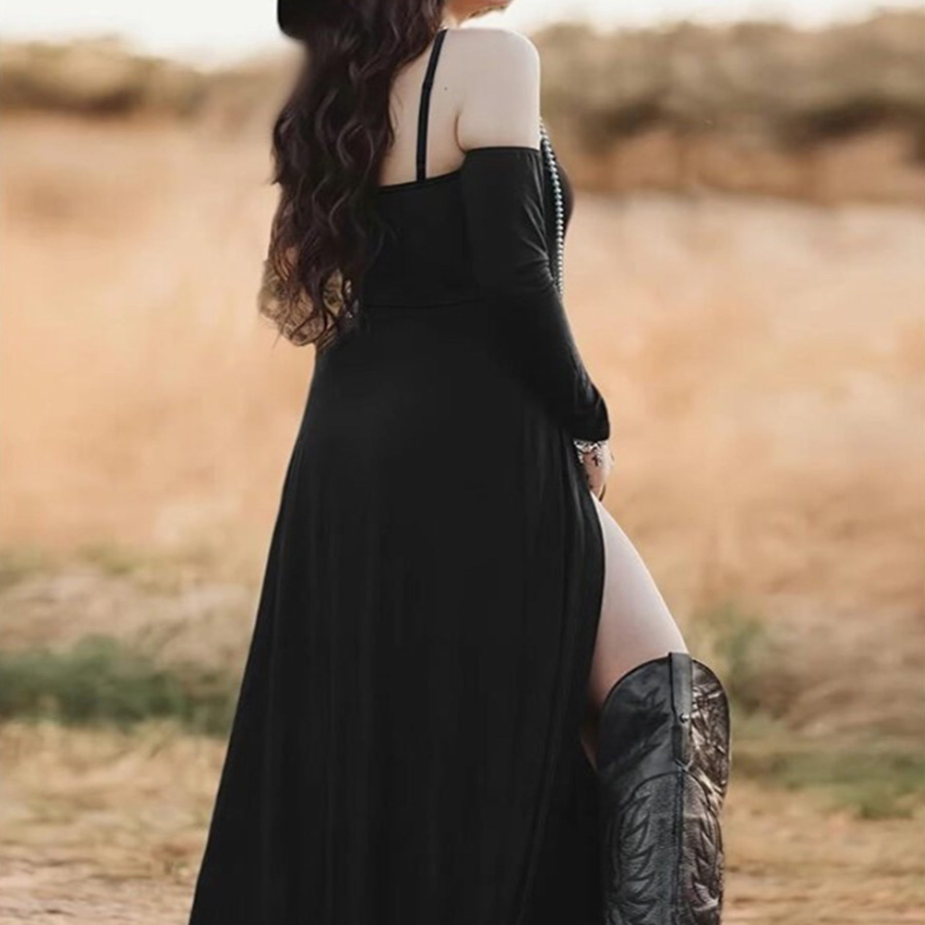 Retro halterneck backless slit maxi dress