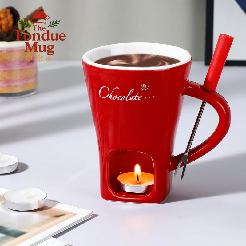 Ceramic chocolate cup with candle holder